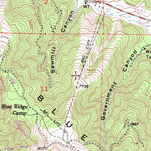 Topographic Map of Mount High East Ski Lift, CA