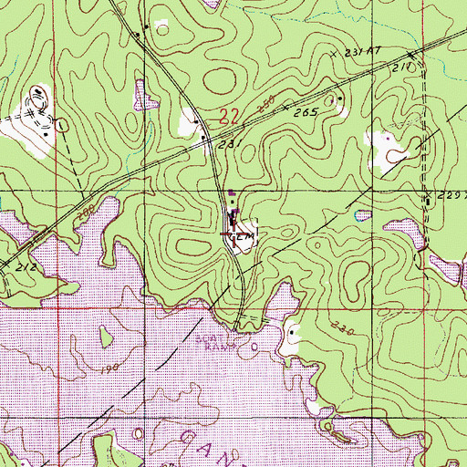Topographic Map of Ebenezer Baptist Church Cemetery, LA