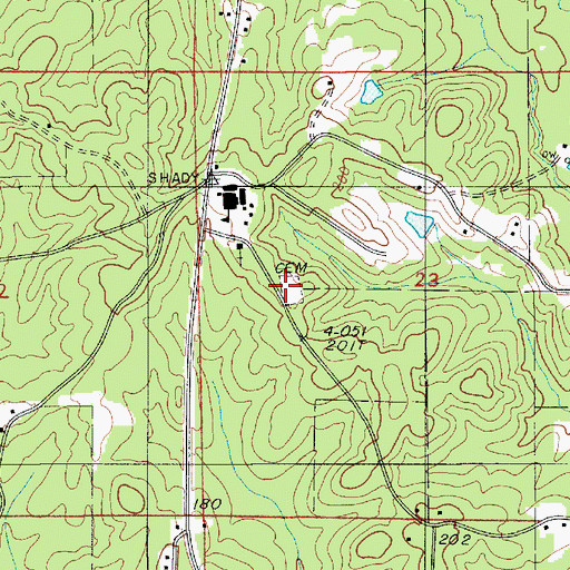 Topographic Map of Shady Grove Memorial Garden, LA