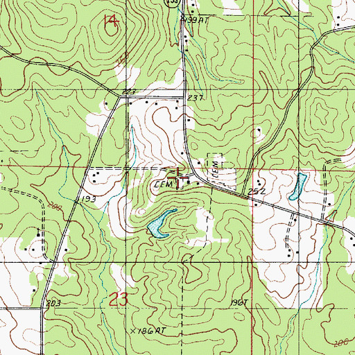 Topographic Map of Page Cemetery, LA
