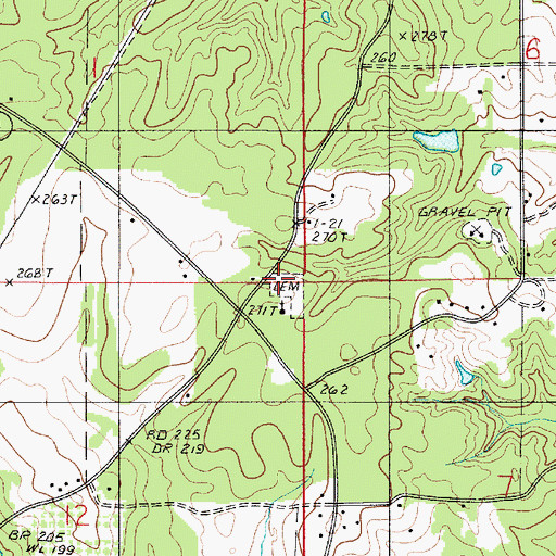 Topographic Map of Pleasant Grove Cemetery, LA