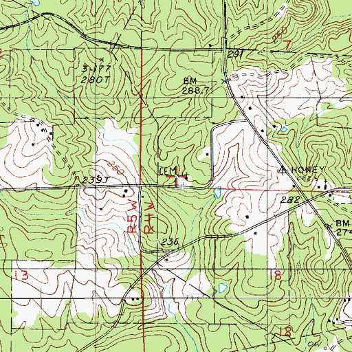Topographic Map of Mount Temple Church Methodist Cemetery, LA