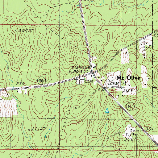 Topographic Map of West Mount Olive Cemetery, LA