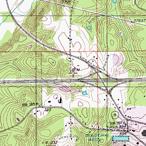 Topographic Map of Old Mount Calm Cemetery, LA