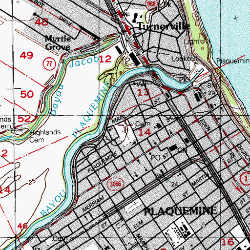 Topographic Map of Protestant / Jewish Cemetery, LA