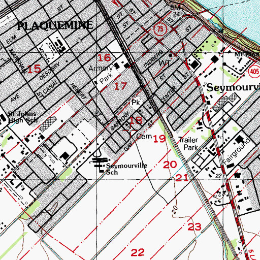 Topographic Map of Greater Ebenezer Baptist Cemetery, LA