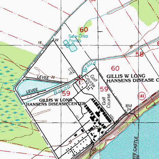 Topographic Map of Patients' Hansen's Disease Cemetery, LA