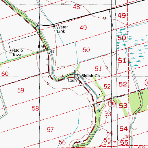 Topographic Map of Shiloh Church Cemetery, LA
