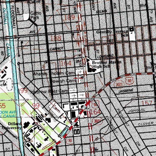 Topographic Map of Beth Israel Cemetery, LA