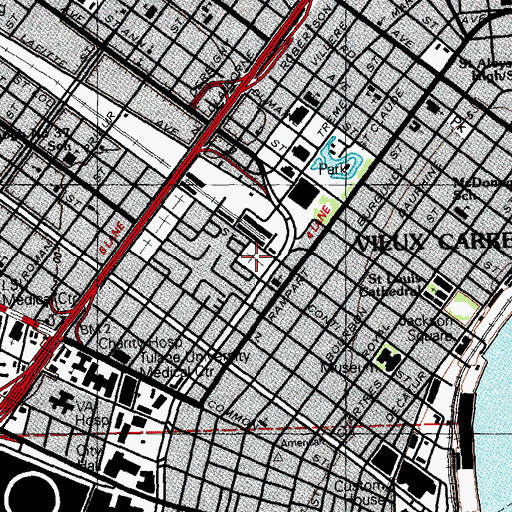 Topographic Map of Saint Louis Cemetery Number 1, LA