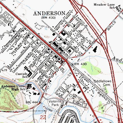 Topographic Map of Anderson, CA