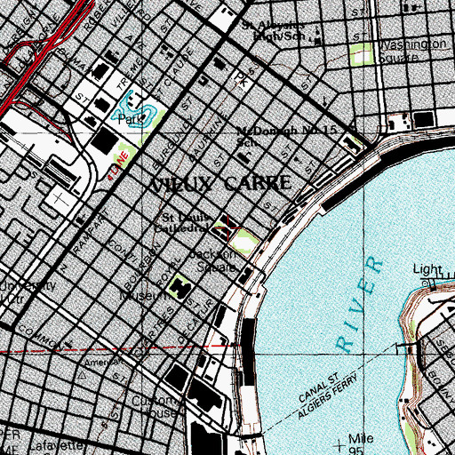 Topographic Map of Cathedral Basilica of Saint Louis King of France Cemetery, LA