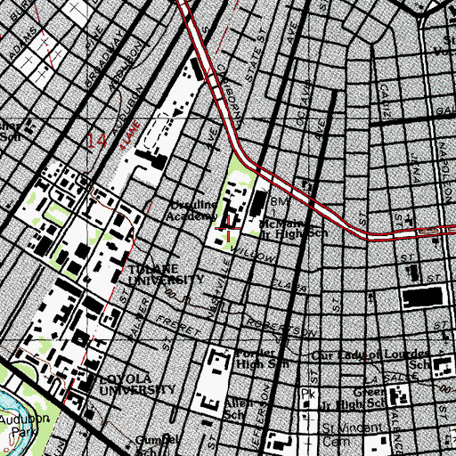 Topographic Map of Ursuline Mausoleum, LA