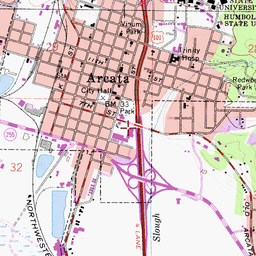 Topographic Map of Arcata, CA