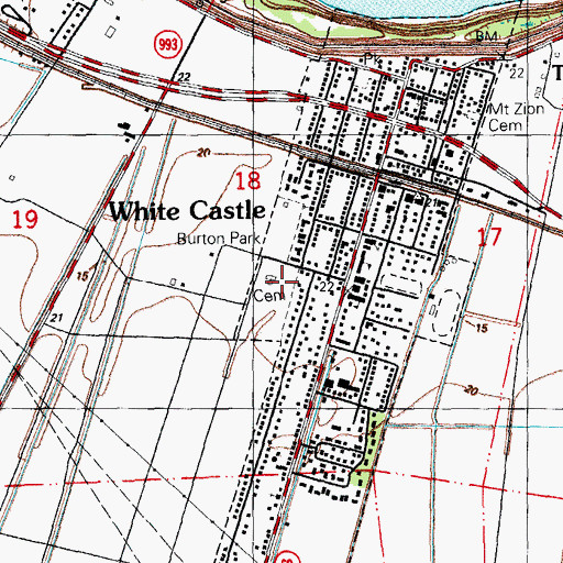 Topographic Map of Our Lady of Prompt Succor Cemetery, LA