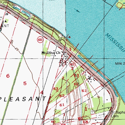 Topographic Map of Mount Olive Baptist Cemetery, LA