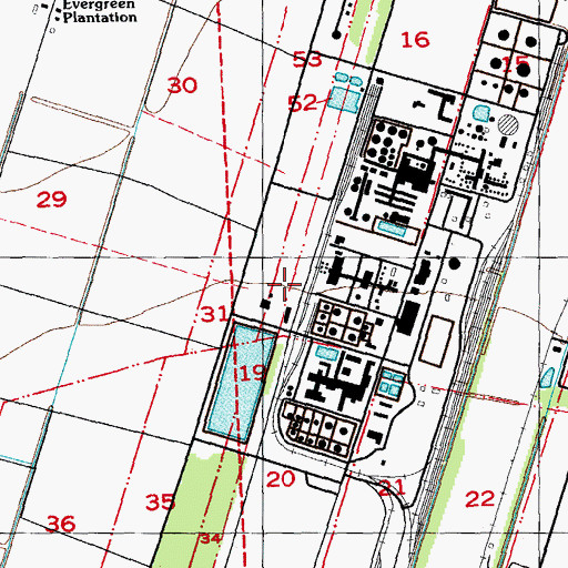 Topographic Map of Reville Town Cemetery, LA