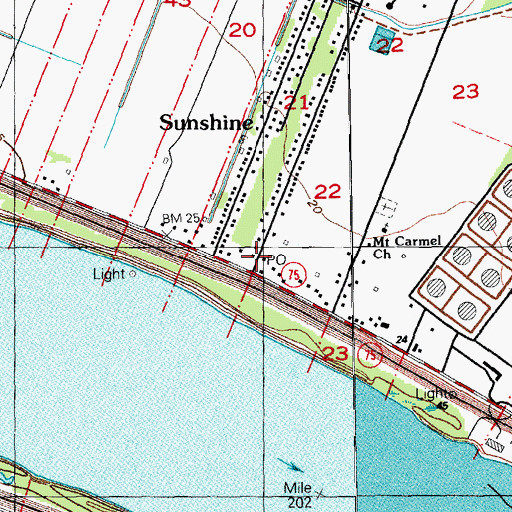 Topographic Map of Iberville Christian Center Memorial Gardens Cemetery, LA