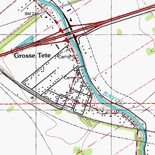 Topographic Map of New Light Baptist Cemetery, LA