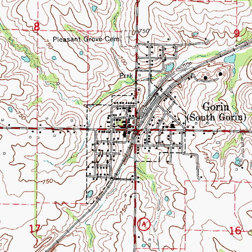 Topographic Map of Gorin Post Office, MO