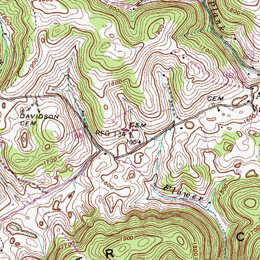 Topographic Map of Alley Valley Cemetery, VA