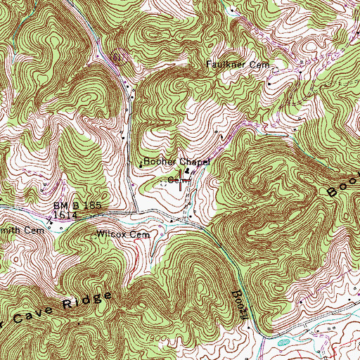 Topographic Map of Booher's Chapel Cemetery, VA