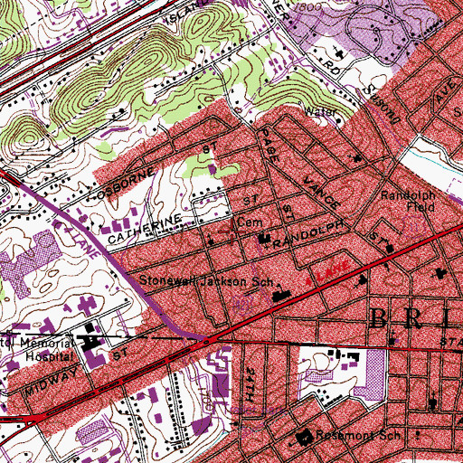 Topographic Map of B'nai Sholom Cemetery, VA