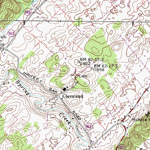 Topographic Map of Cleveland Presbyterian Church Cemetery, VA