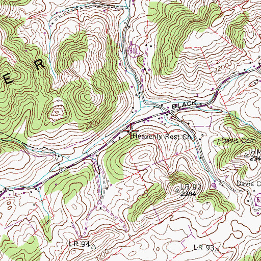 Topographic Map of Heavnely Rest Church Cemetery, VA