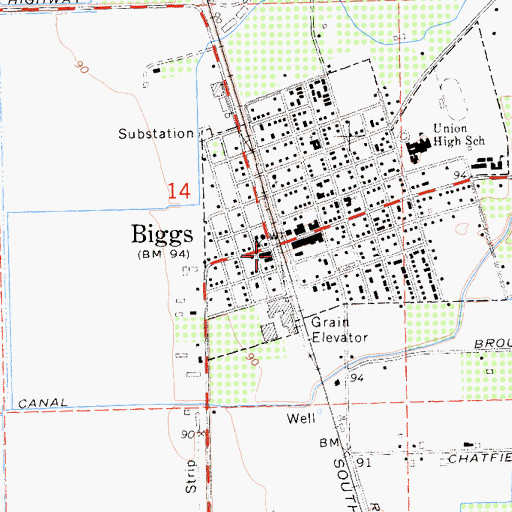 Topographic Map of Biggs, CA