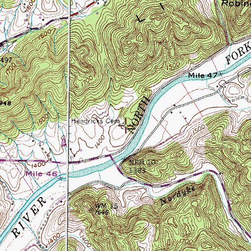 Topographic Map of Hendricks Cemetery, VA