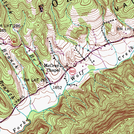 Topographic Map of McCray Chapel Cemetery, VA