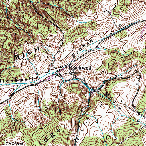 Topographic Map of Blackwell Cemetery, VA