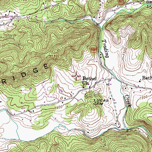 Topographic Map of Bethel Church Cemetery, VA