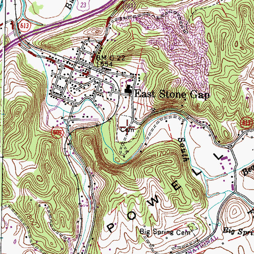 Topographic Map of East Stone Gap Cemetery, VA