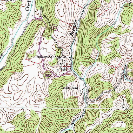 Topographic Map of Independence Church Cemetery, VA