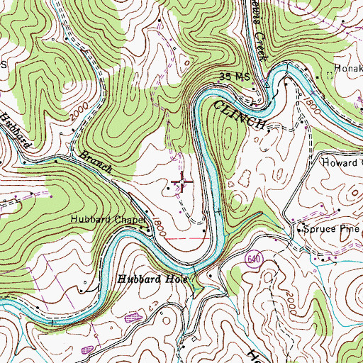 Topographic Map of Cox-Hubbard Cemetery, VA