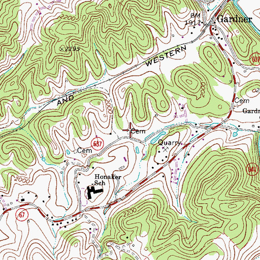 Topographic Map of Dye-Perkins Cemetery, VA