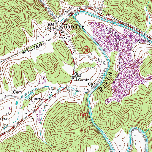 Topographic Map of Moses Hurt Cemetery, VA
