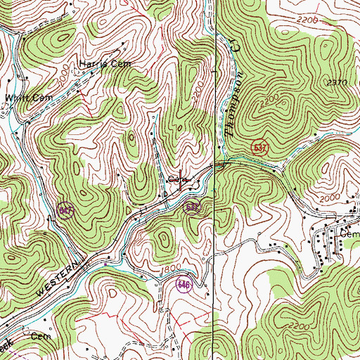 Topographic Map of Jackson Cemetery, VA
