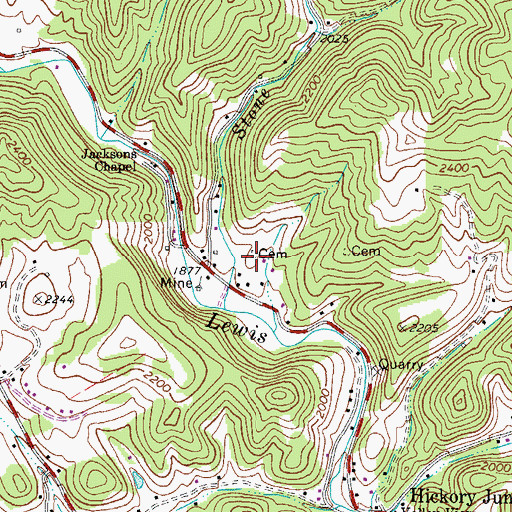 Topographic Map of Jackson-Starnes Cemetery, VA