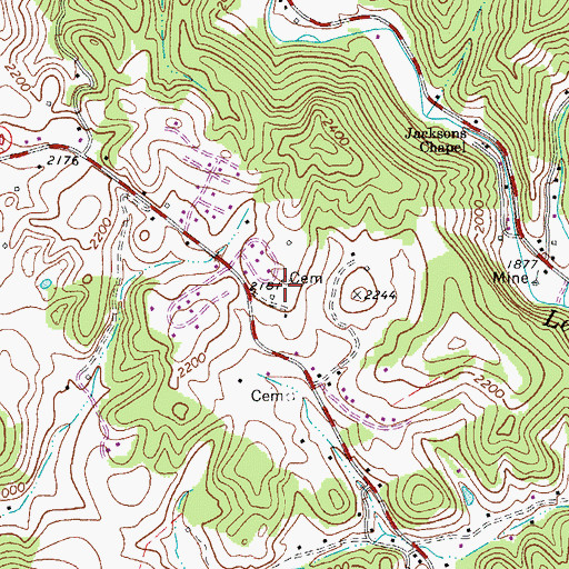 Topographic Map of Jesse Cemetery, VA