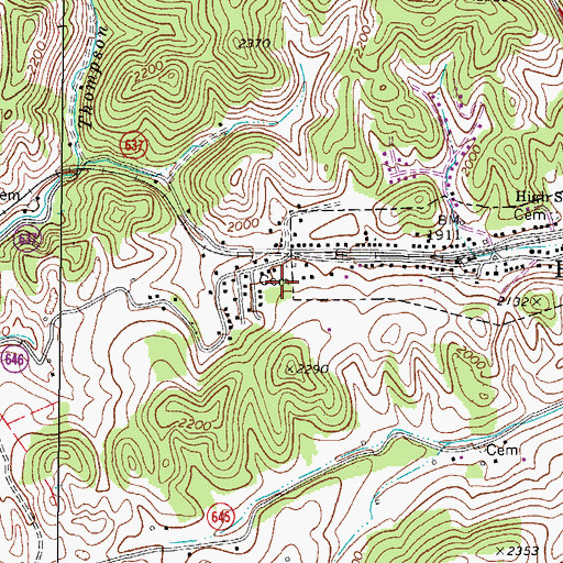 Topographic Map of Tunnel Hill Cemetery, VA