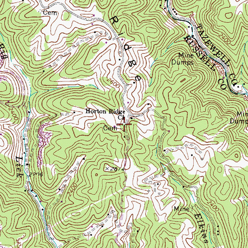Topographic Map of Horton Family Cemetery, VA
