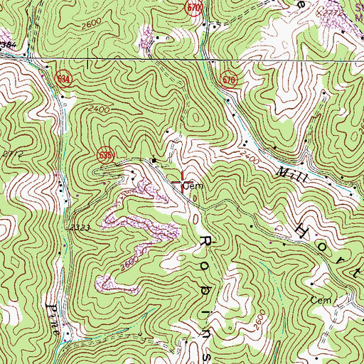 Topographic Map of Richardson Cemetery, VA