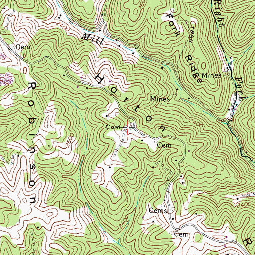 Topographic Map of Elkins Cemetery, VA