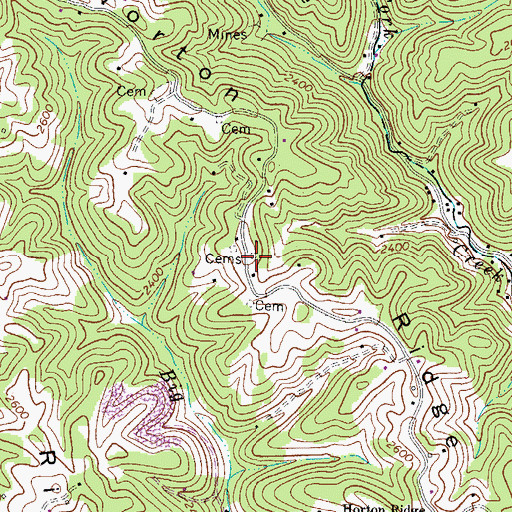 Topographic Map of Horton Cemetery, VA