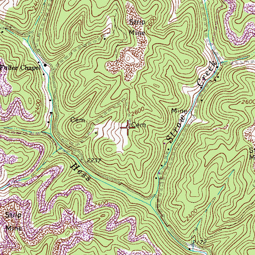 Topographic Map of Joshua Hess Cemetery, VA