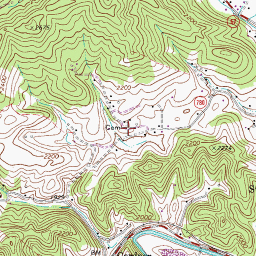 Topographic Map of Call Cemetery, VA