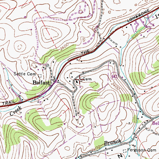 Topographic Map of Belfast United Methodist Church Cemetery, VA